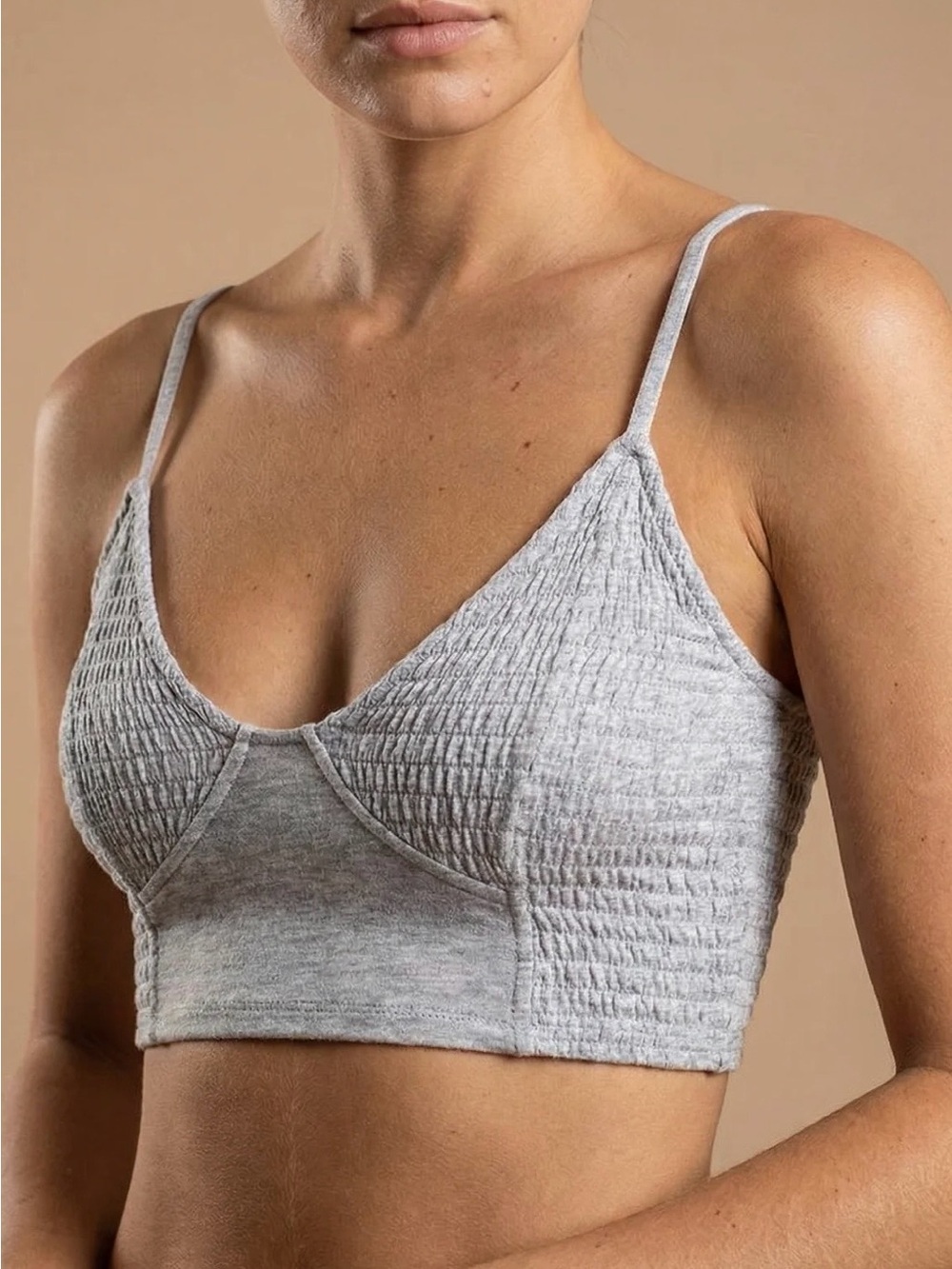 Zenana Outfitters NWOT Light Gray Textured Bralette Size S